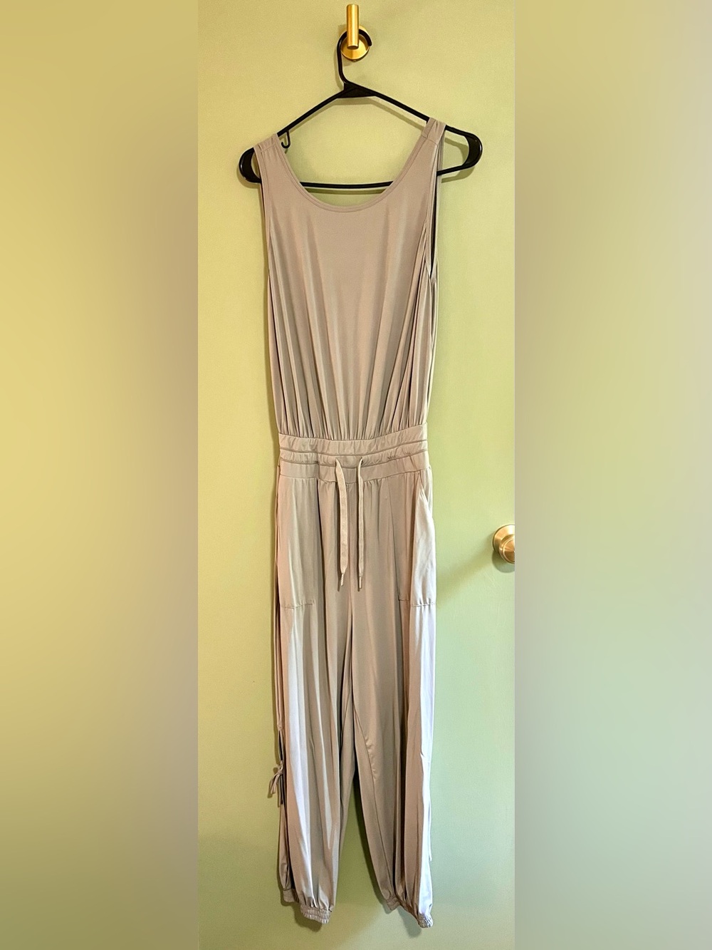 HALARA Sleeveless Drawstring Jumpsuit in Light Taupe